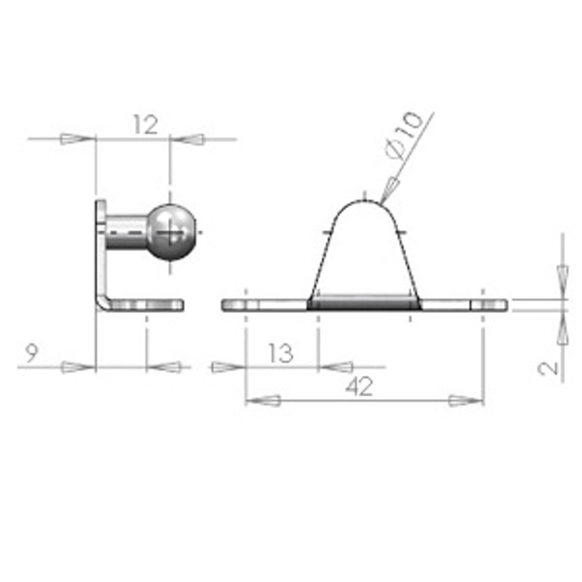 NitroLift Stainless Steel 90 Degree 10mm Ball Stud Bracket